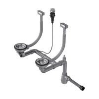 Арматура с клапаном-автоматом для двухчашевых моек с прямоугольными переливами WK-2-A-IN