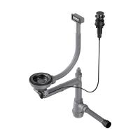 Арматура с клапаном-автоматом для одночашевых моек с прямоугольным переливом и декоративным элементом для корзины WK-1-A-GB-GM