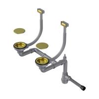 Арматура для двухчашевых моек с прямоугольными переливами и декоративными элементами для корзины WK-2C-LG