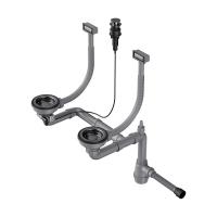 Арматура с клапаном-автоматом для двухчашевых моек с прямоугольными переливами WK-2-A-GM