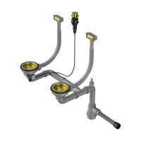 Арматура с клапаном-автоматом для двухчашевых моек с прямоугольными переливами WK-2-A-LG