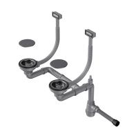 Арматура для двухчашевых моек с прямоугольными переливами и декоративными элементами для корзины WK-2C-GM